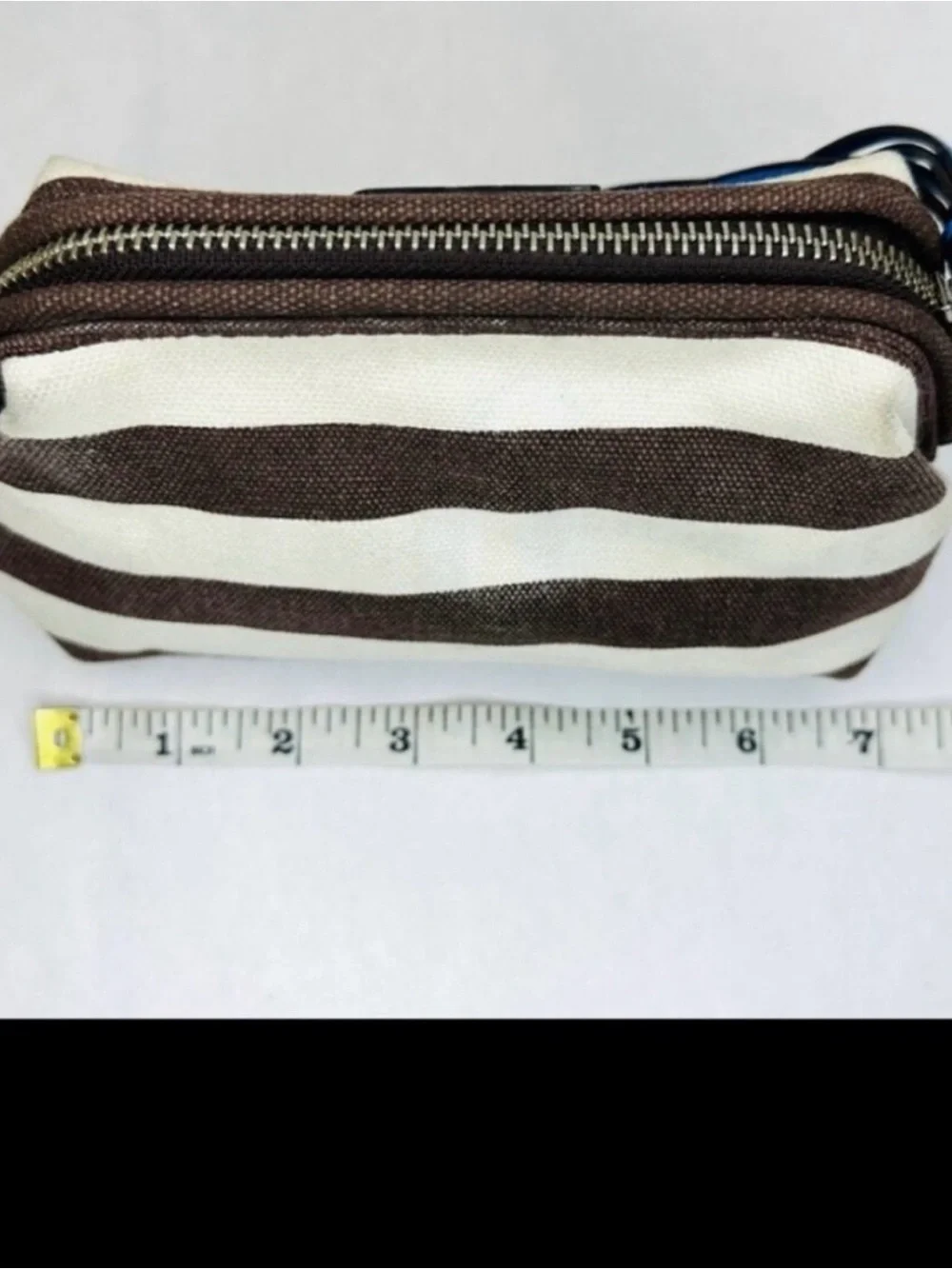 henri bendel Black and White Striped Wristlet with Blue Accent